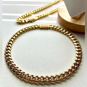 Monaco chain size 16 with diamond-studded zirconia box clasp. 14k Laminated Gold